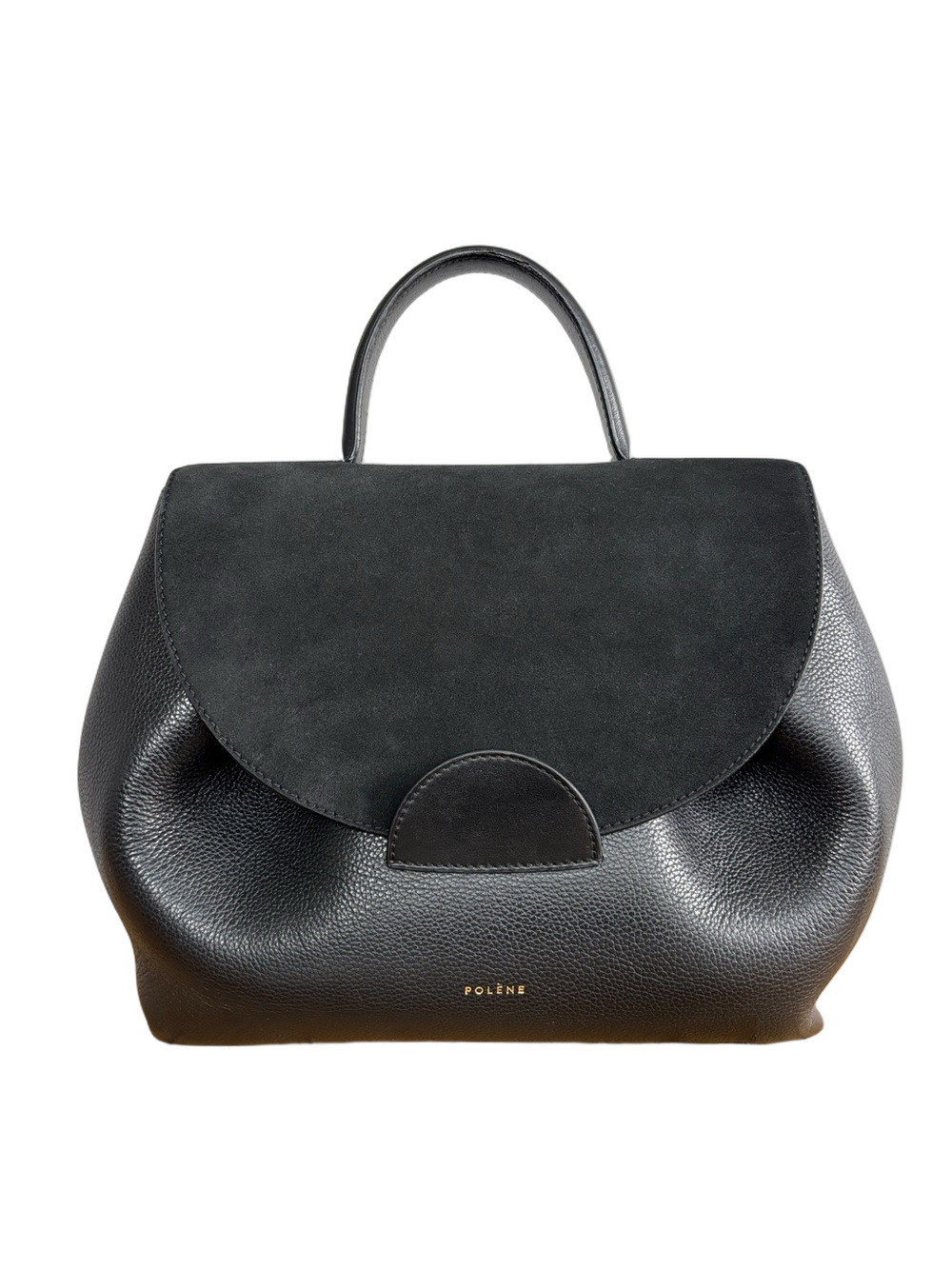 Polène Numéro Un Black Leather Top Handle Crossbody Minimalist Parisian Chic